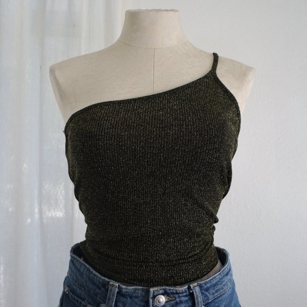 Elegant Black Glitter Women's Top